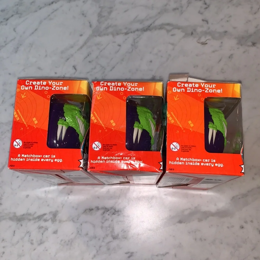 Matchbox Creature Cars with 3 Dino Eggs and 3 Die-Cast Cars, Bundle of 3